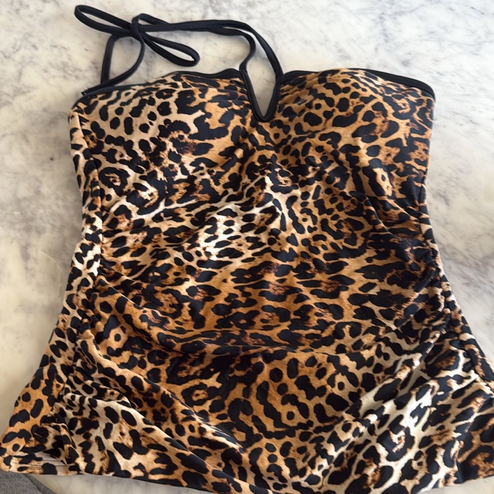 Calvin Klein Women's Animal-Print Bandeau Halter Tankini Top - Jaguar 🐆 NWT - Picture 3 of 6